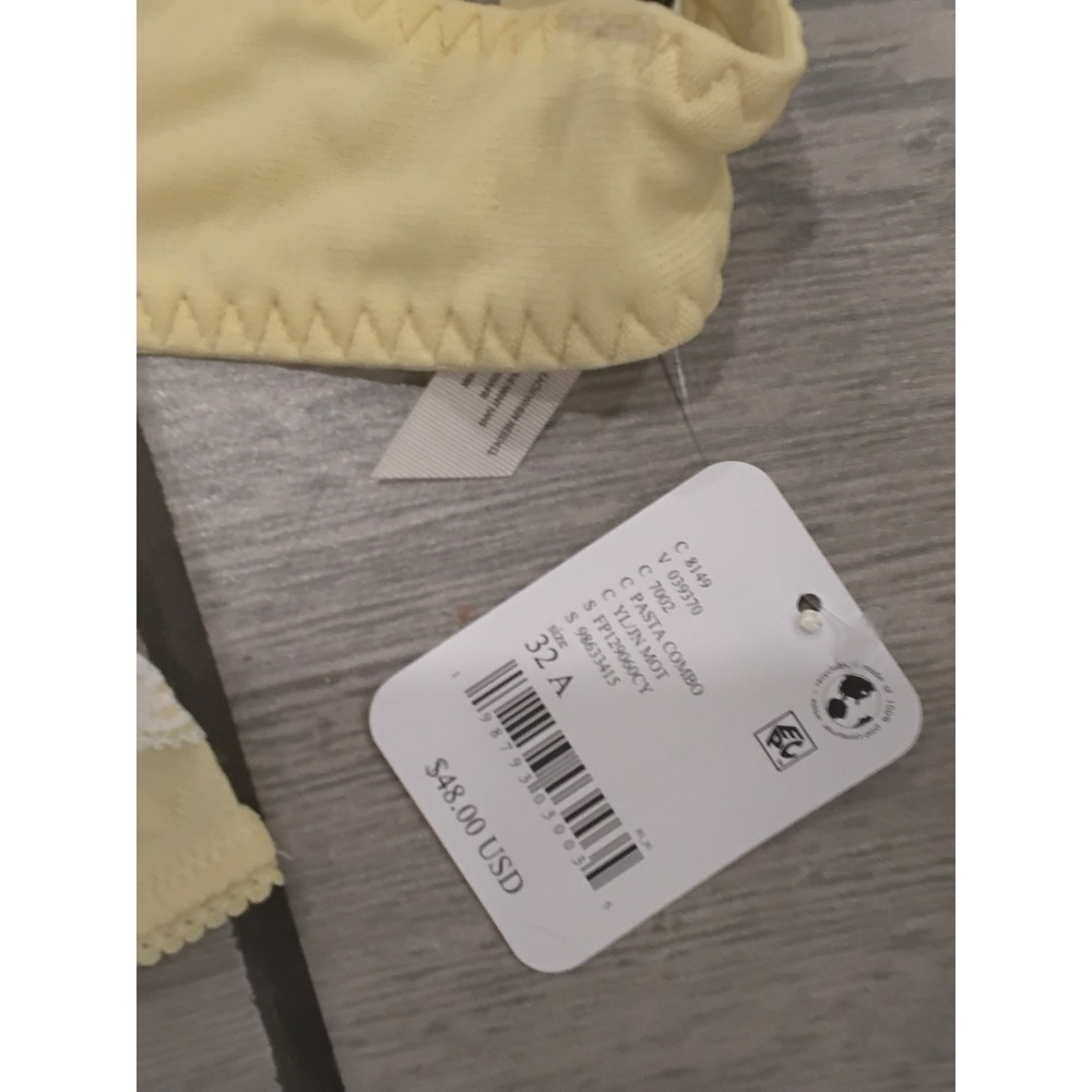 Free People Intimately Pasta Combo Lace Trim Bra and Thong Set Yellow-32 A & M - Picture 2 of 4